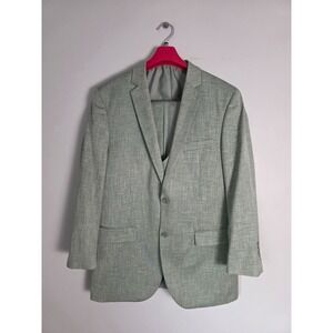 Bocaccio Uomo Men's Plaid 3-Piece Suit 42 L Green Jacket Pants Vest RN115174